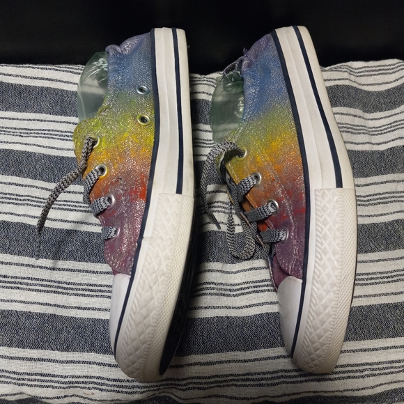 One of a kind Rainbow Converse, sparkling rainbow Converse shore shoes s… - Picture 3 of 13